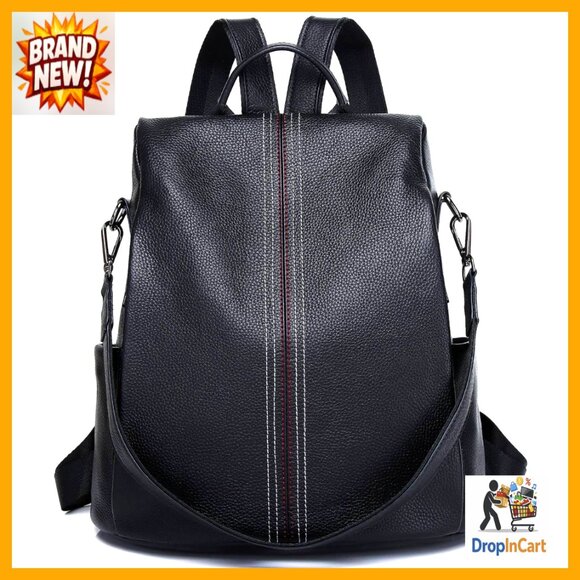 Genuine Leather Backpack Purse Anti-Theft Daypack Shoulder Bag Elegant Minimal main image 6
